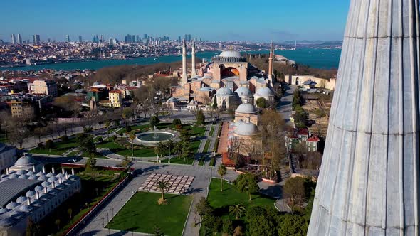 Hagia Sophia Aerial View with Drone from Istanbul Turkiye. 01