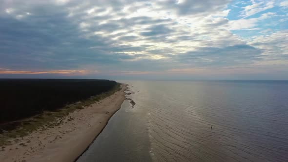 Kolka Cape, Baltic Sea, Latvia. During Autumn Evening Sunset.