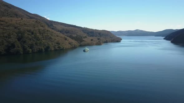 Commuter Boat Travelling Across Lake Ashi in Japan