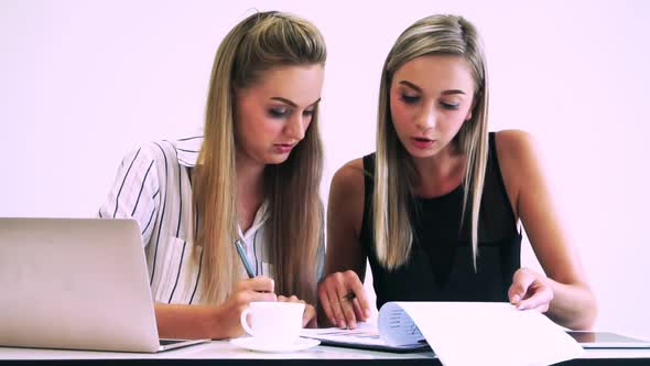 Blonde Business Woman Working at Modern Office