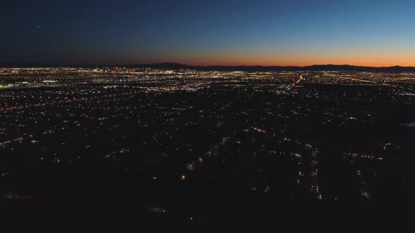 Las Vegas City at Sunrise. Morning Twilight. Nevada, USA. Aerial View