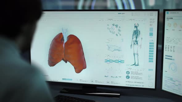 Human Lung Treatment Analysis By Medical Doctor At A Hospital Laboratory alt