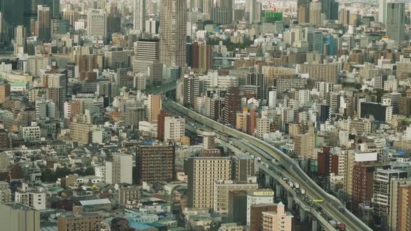 Osaka, Japan. Aerial Shot Of Central Buildings District