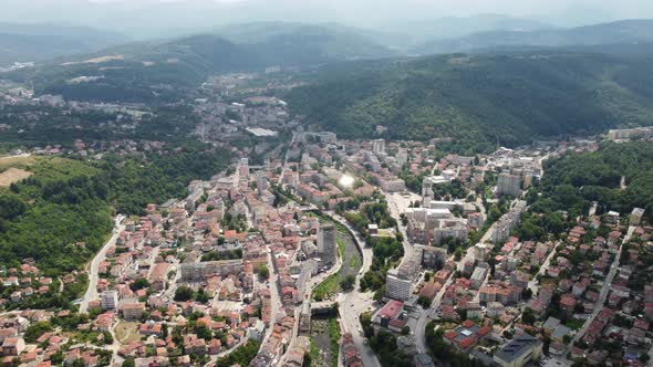 Aerial View of a Gabrovo a City in Central Northern Bulgaria