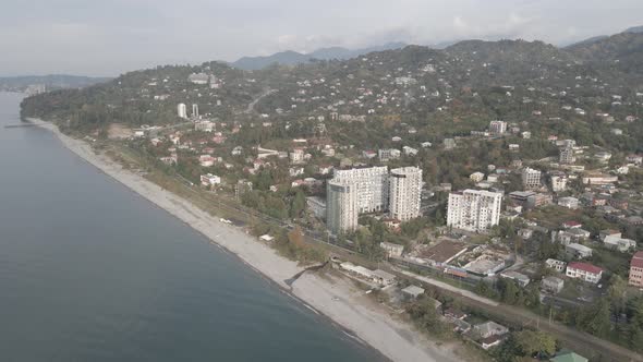 Makhinjauri, Georgia - August 15 2020: Aerial view of Makhinjauri coast