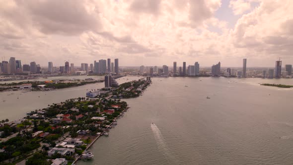 Miami Scene Venetian Islands West View Downtown