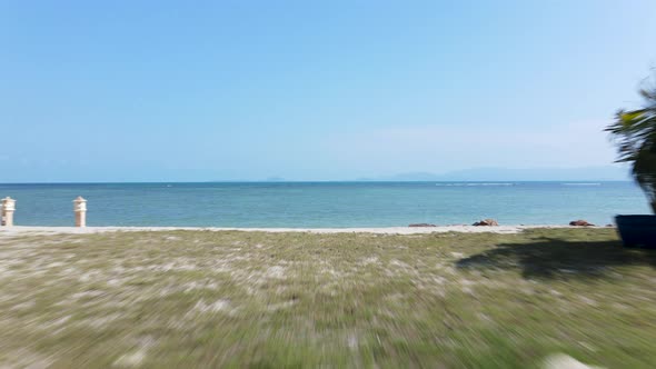 Flying Over The Beachfront To The Beach And Sea At Summer In Ko Pha Ngan Island Thailand