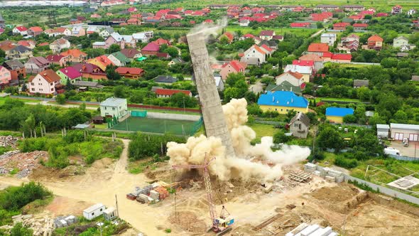 Aerial Shot Blowing Up an Old Pipe