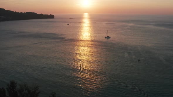 Aerial View of Kamala Beach at Sunset in Phuket in Thailand