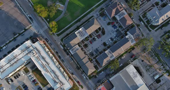 Birds eye view of New Orleans city streets