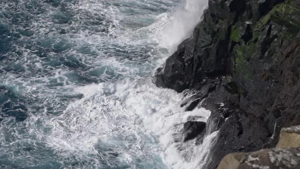 Sea Crashing Against Coastline Cliffs