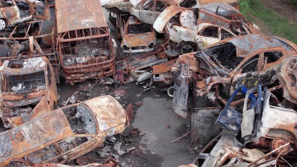 Wardestroyed Cars in Irpin Bucha District Ukraine