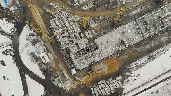 Large Construction Site with Buildings Under Development