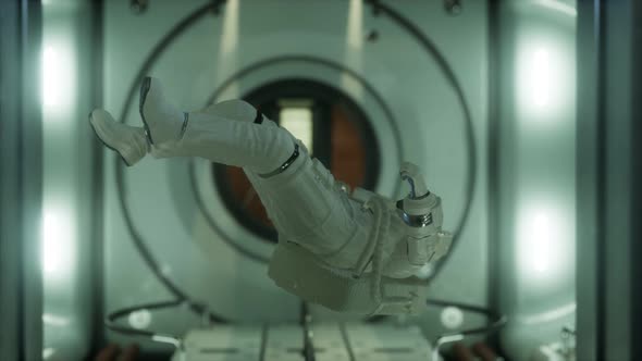 Astronaut Inside the Orbital Space Station alt