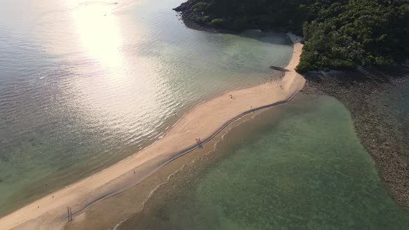 Aerial Drone View Koh Ma Island Ko Phangan Thailand. Exotic Coast Mae Haad Beach