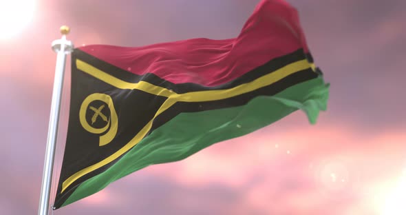 Flag of Vanuatu at Sunset