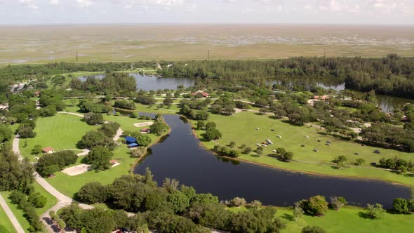 Aerial Shot Markham Park Sunrise Florida Usa