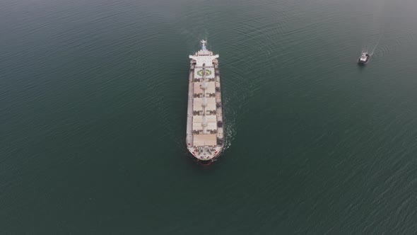 Drone View of the Dry Cargo Ship in Motion