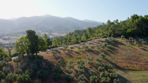 Picturesque aerial countryside landscape. Travel in Italy, Europe