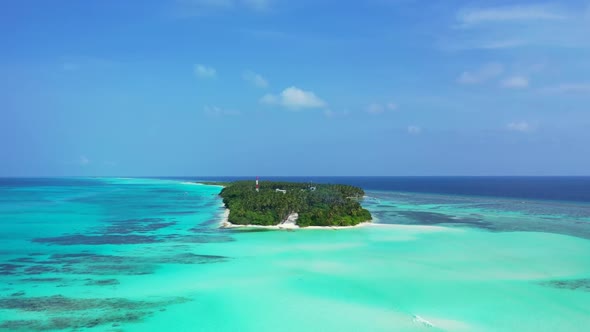 Aerial tourism of exotic seashore beach vacation by clear water with white sand background of journe
