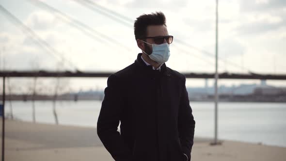 Coronavirus Lockdown Self Distance Pandemic. Health And Safety Life. Virus Protection Medical Mask.