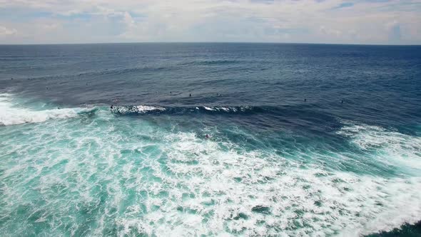 Aerial View of Suluban Beach (Secret Beach) at Uluwatu Surf Point, Bali, Indonesia