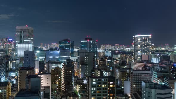 Time Lapse of the buildings of Tokyo Japan at night