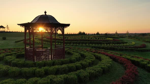 Scenic Landscape of Beautiful Summer Park Dobropark at Sunrise Motyzhyn Ukraine