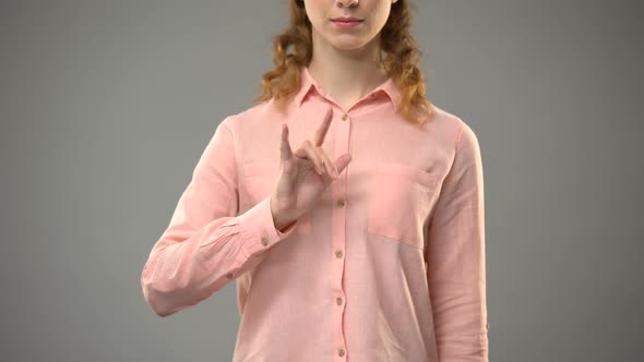 Woman Saying Love in Sign Language, Showing Words in Asl Lesson, Communication