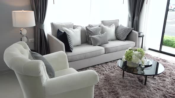 Close Up Footage of Cosy and Stylish Sofa Set