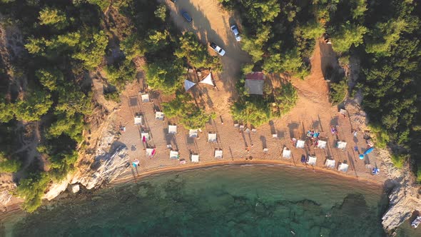 Flying Above a Remote Beach in Thassos Island, Greece