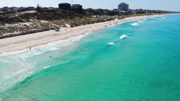 Aerial view of Tourists at a Beach in Australia	