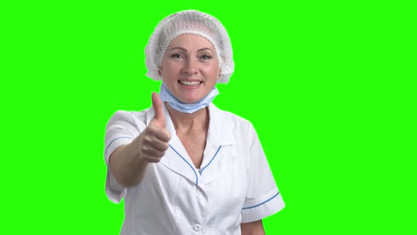 Happy Medical Worker Showing Thumb Up.