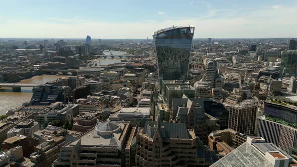 Aerial Video Sky Garden Walkie Talkie Building Downtown London City