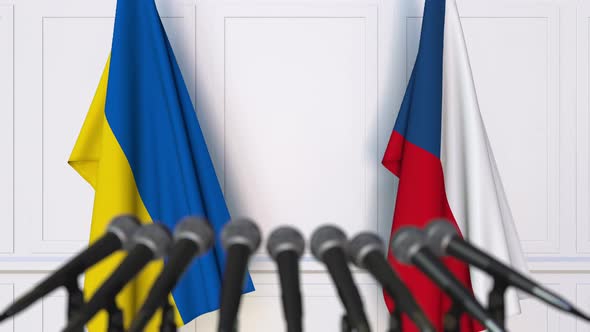Flags of Ukraine and the Czech Republic at International Meeting