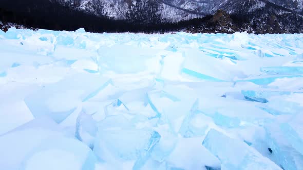 Frozen Lake Baikal Aerial View