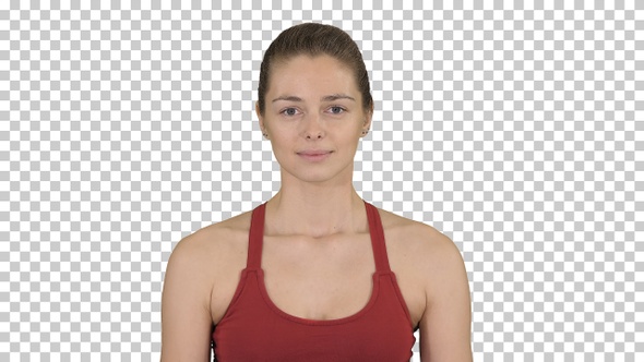 Young Woman Breathing Deeply, Alpha Channel