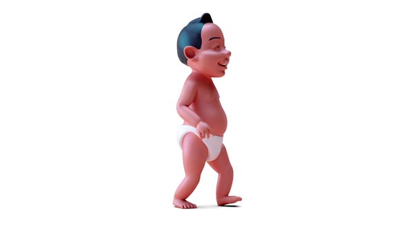 Fun 3D cartoon of an indian baby