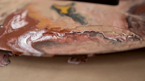 Process Of Drawing Making Abstract Liquid Acrylic Painting