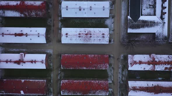 Top View of Auschwitz Birkenau a Concentration Camp in Poland