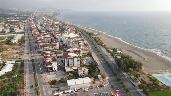 Aerial View Alanya Turkey  Resort Town Seashore