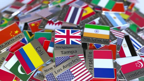 Magnet or Badge with Bangkok Text and Flag alt