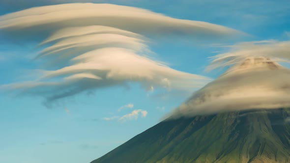 Mayon Volcano with the Ventricular of Clouds