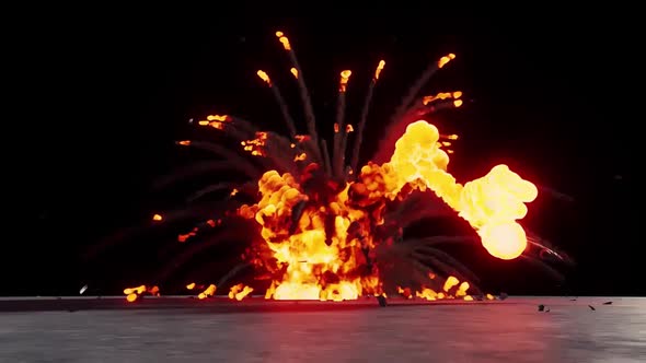 Explosions   Blasts. Explosion Spark And Particles Moves In Isolated Black Background alt