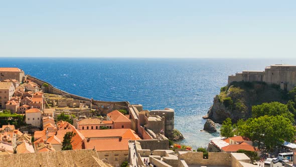 Dubrovnik Old City View, Tourist Travel Destination, Mediterranean Sea, Croatia