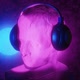 3d head moves to the rhythm of the music Around spinning lighting neon pink blue - VideoHive Item for Sale