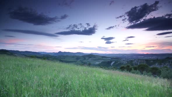 Hilly Italian Landscape Sunset Pan