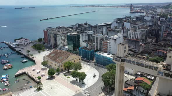 Downtown of Salvador Bahia Brazil. Historic buildings at tourism postcard.