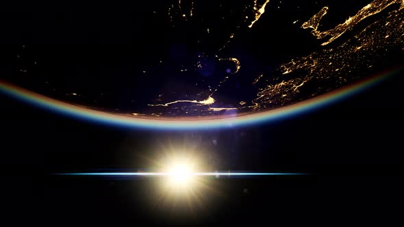 Space, Sun and Planet Earth at Night alt