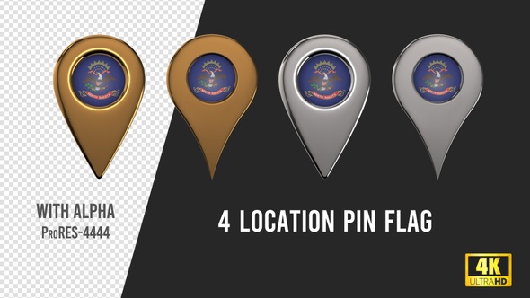 North Dakota State Flag Location Pins Silver And Gold
